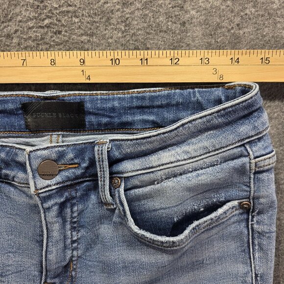 Buckle Black Jeans Mens 28x30 Light Wash Fit No 53 Skinny Distressed Ripped - Picture 6 of 9